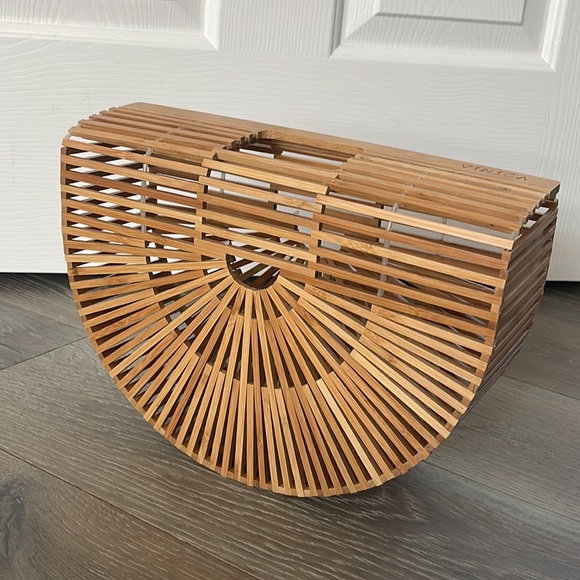 Bamboo Large Tote Bag w/ Scarf and Dust Bag-13”x 9”x 4” - Picture 5 of 14